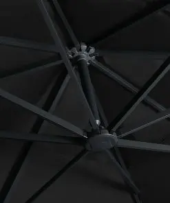 vidaXL Cantilever Umbrella with LED Lights and Aluminium Pole 400×300 cm Black