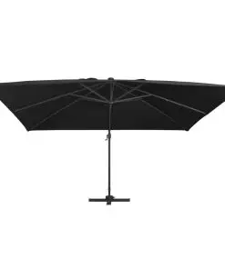 vidaXL Cantilever Umbrella with LED Lights and Aluminium Pole 400×300 cm Black