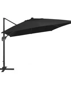 vidaXL Cantilever Umbrella with LED Lights and Aluminium Pole 400×300 cm Black