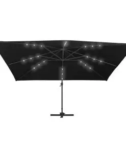 vidaXL Cantilever Umbrella with LED Lights and Aluminium Pole 400×300 cm Black