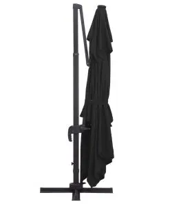 vidaXL Cantilever Umbrella with LED Lights and Aluminium Pole 400×300 cm Black