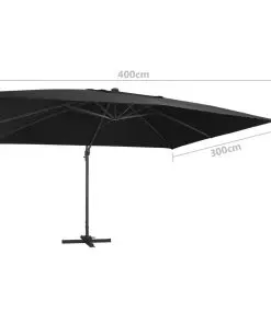 vidaXL Cantilever Umbrella with LED Lights and Aluminium Pole 400×300 cm Black