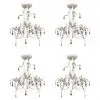 vidaXL Crystal Pendant Ceiling Lamp Chandeliers 4 pcs Elegant White