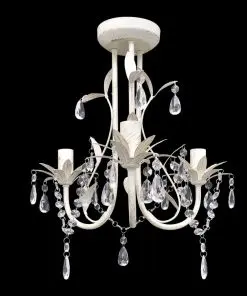vidaXL Crystal Pendant Ceiling Lamp Chandeliers 4 pcs Elegant White