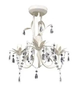 vidaXL Crystal Pendant Ceiling Lamp Chandeliers 4 pcs Elegant White