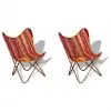 vidaXL Butterfly Chairs 2 pcs Multicolour Chindi Fabric