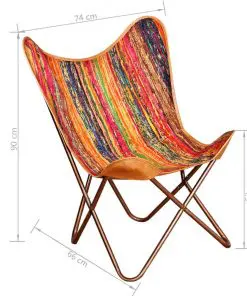 vidaXL Butterfly Chairs 2 pcs Multicolour Chindi Fabric