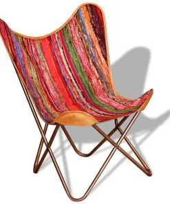 vidaXL Butterfly Chairs 2 pcs Multicolour Chindi Fabric