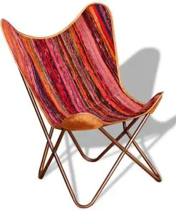 vidaXL Butterfly Chairs 2 pcs Multicolour Chindi Fabric