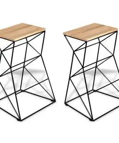 vidaXL Bar Stools 2 pcs Solid Mango Wood