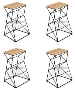 vidaXL Bar Stools 4 pcs Solid Mango Wood