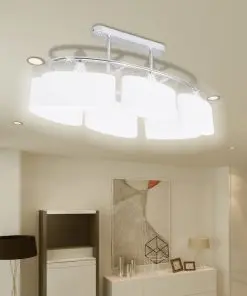 vidaXL Ceiling Lamp with Ellipsoid Glass Shades 2 pcs E14