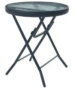 vidaXL Bistro Table Black 40×46 cm Steel and Glass