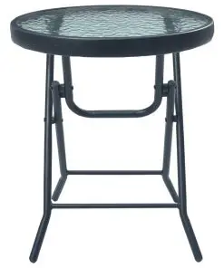 vidaXL Bistro Table Black 40×46 cm Steel and Glass
