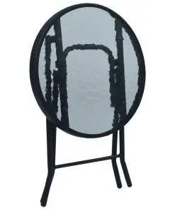 vidaXL Bistro Table Black 40×46 cm Steel and Glass