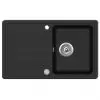 vidaXL Granite Kitchen Sink Single Basin with Drainer Reversible Black