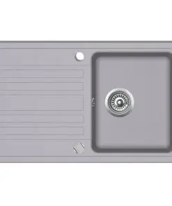 vidaXL Granite Kitchen Sink Single Basin with Drainer Reversible Grey