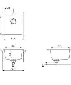 vidaXL Overmount Kitchen Sink Single Basin Granite Grey