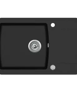 vidaXL Granite Kitchen Sink Single Basin Black