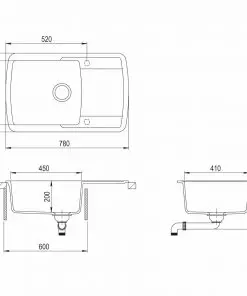 vidaXL Granite Kitchen Sink Single Basin Black