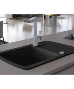 vidaXL Granite Kitchen Sink Single Basin Black