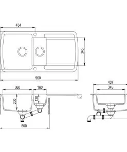 vidaXL Granite Kitchen Sink Double Basin Black
