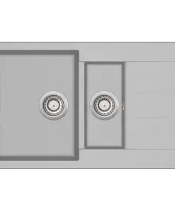 vidaXL Granite Kitchen Sink Double Basin Grey