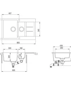 vidaXL Granite Kitchen Sink Double Basin Grey