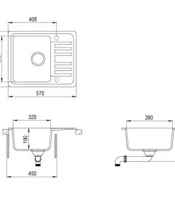 vidaXL Granite Kitchen Sink Single Basin Black