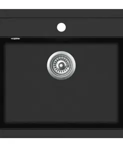 vidaXL Granite Kitchen Sink Single Basin Black