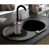 vidaXL Granite Kitchen Sink Single Basin Oval Black
