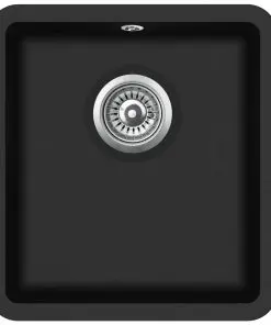 vidaXL Granite Kitchen Sink Single Basin Black