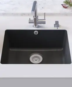 vidaXL Granite Kitchen Sink Single Basin Black