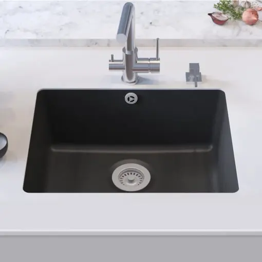 vidaXL Granite Kitchen Sink Single Basin Black