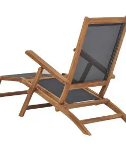 vidaXL Deck Chair with Footrest Solid Teak Wood Black