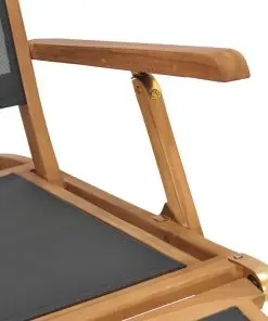 vidaXL Deck Chair with Footrest Solid Teak Wood Black