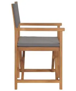 vidaXL Director’s Chair Solid Teak Wood Grey