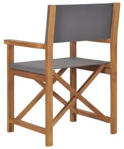 vidaXL Director’s Chair Solid Teak Wood Grey