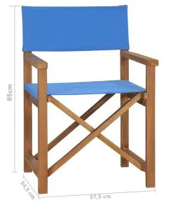 vidaXL Director’s Chair Solid Teak Wood Blue
