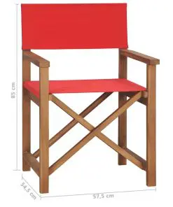 vidaXL Director’s Chair Solid Teak Wood Red
