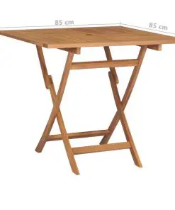 vidaXL Folding Garden Table 85x85x76 cm Solid Teak Wood