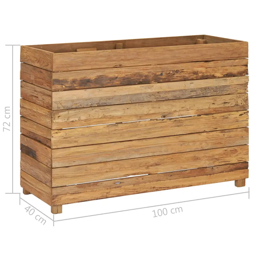 vidaXL Planter 100x40x72 cm Recycled Teak and Steel