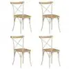vidaXL Cross Chairs 4 pcs White Solid Mango Wood