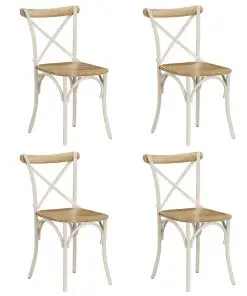 vidaXL Cross Chairs 4 pcs White Solid Mango Wood