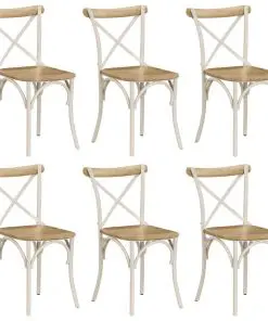 vidaXL Cross Chairs 6 pcs White Solid Mango Wood