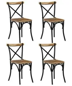 vidaXL Cross Chairs 4 pcs Black Solid Mango Wood
