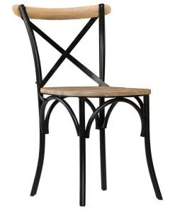 vidaXL Cross Chairs 4 pcs Black Solid Mango Wood
