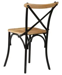 vidaXL Cross Chairs 4 pcs Black Solid Mango Wood
