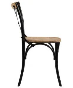 vidaXL Cross Chairs 4 pcs Black Solid Mango Wood