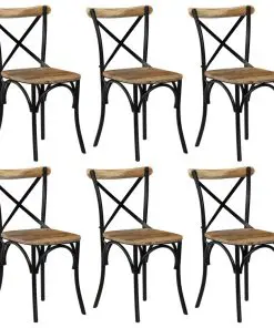 vidaXL Cross Chairs 6 pcs Black Solid Mango Wood